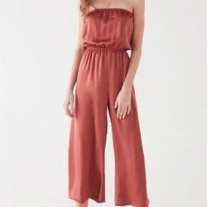 Urban Outfitters Pink Strapless Culotte Jumpsuit